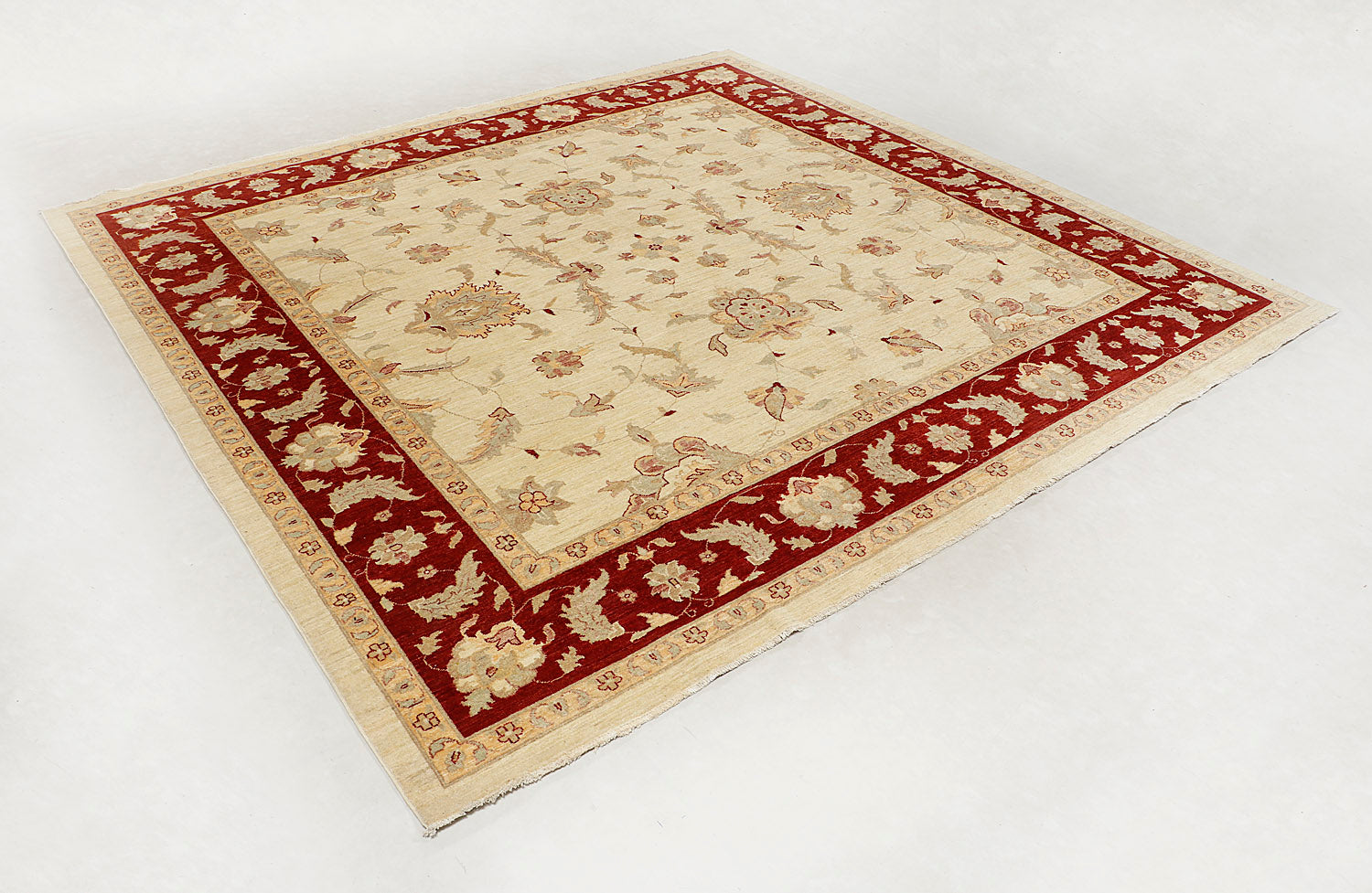 Ziegler Persian Hand Knotted Wool Square Rug Ivory 10' x 10'