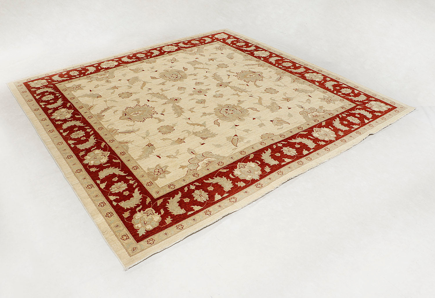 Ziegler Persian Hand Knotted Wool Square Rug Ivory 10' x 10'