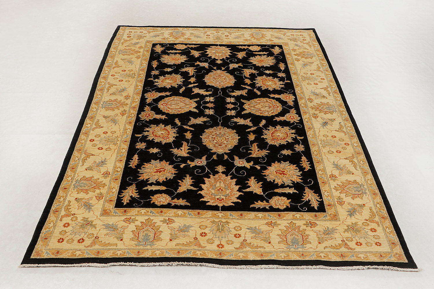 6' x 9'  Black Handmade Persian Rug ZIEGLER Rectangular