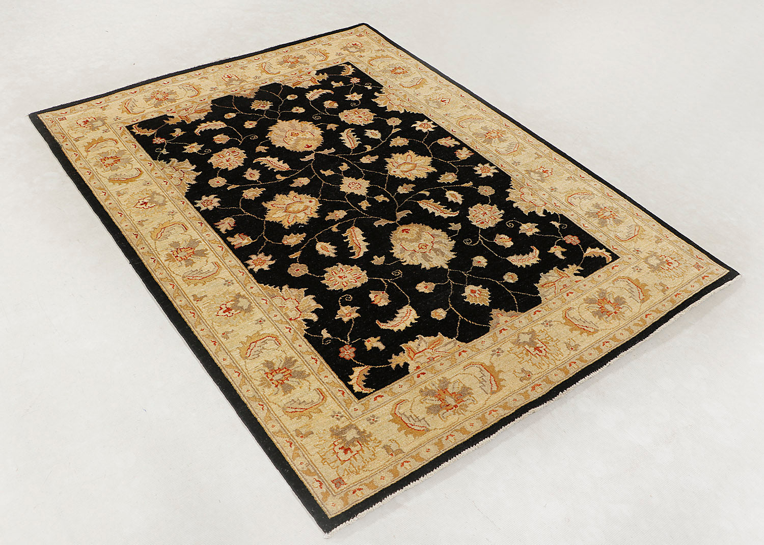 Ziegler Persian Hand Knotted Wool Rug Black 4'6" x 6'6"