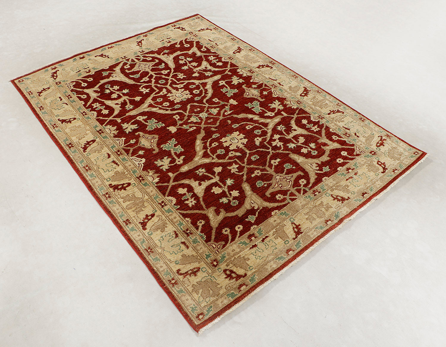 Ziegler Persian Hand Knotted Wool Rug Red 4'6" x 6'6"