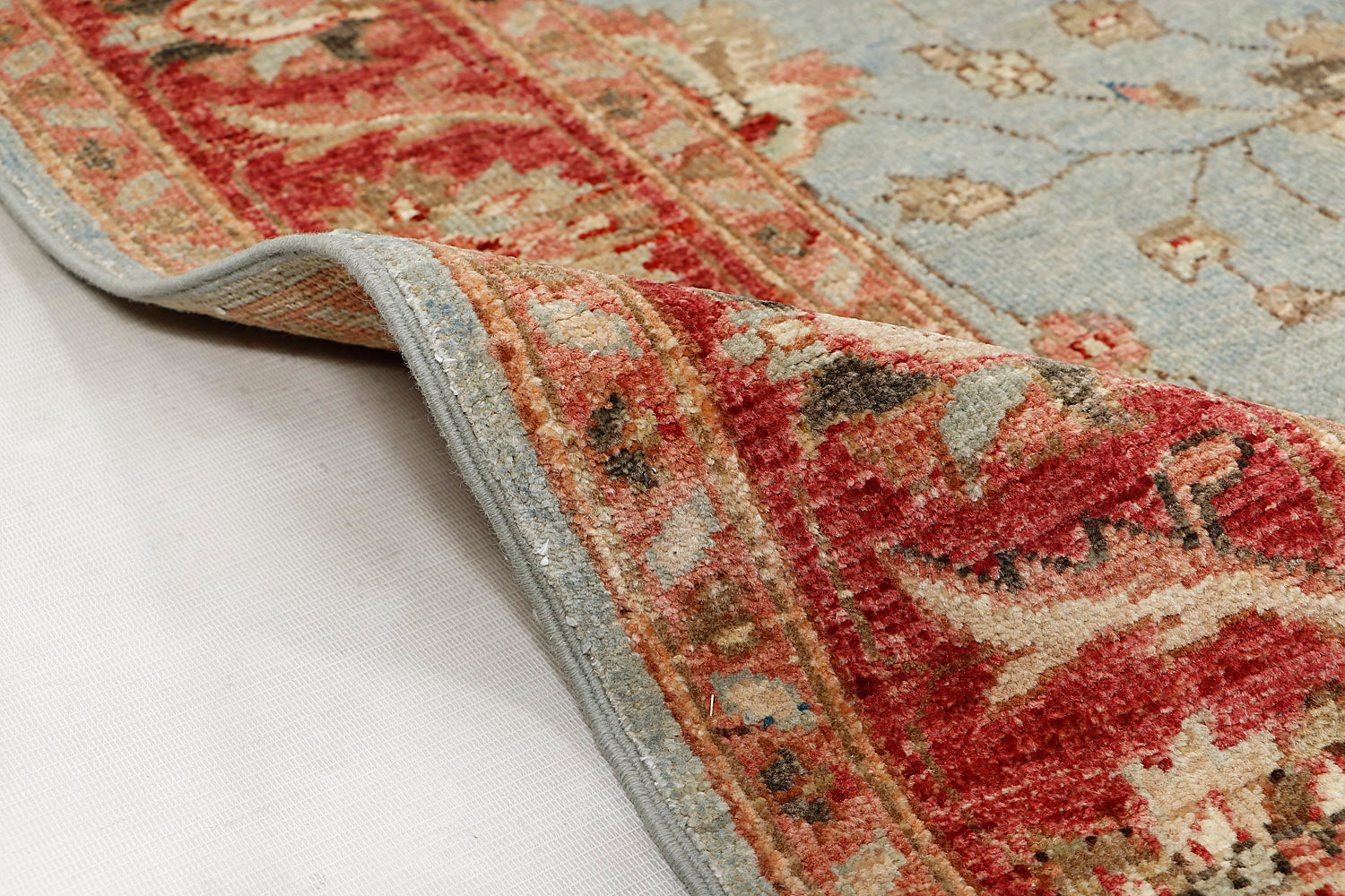 Ziegler Persian Hand Knotted Wool Rug Aqua