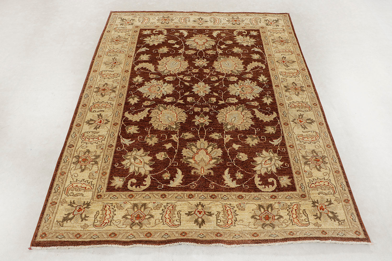 Ziegler Persian Hand Knotted Wool Rug Brown 5' x 7'