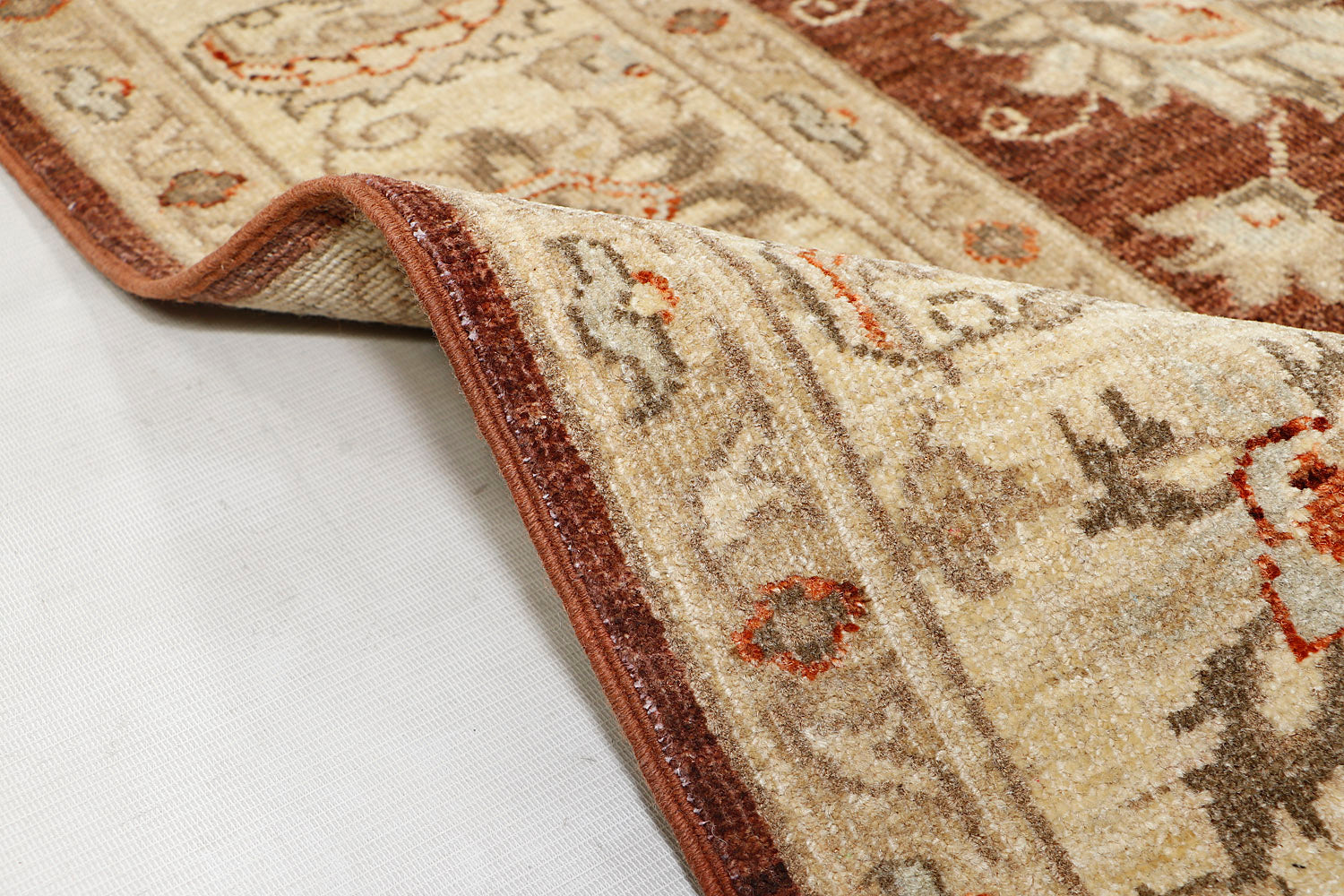 Ziegler Persian Hand Knotted Wool Rug Brown 5' x 7'