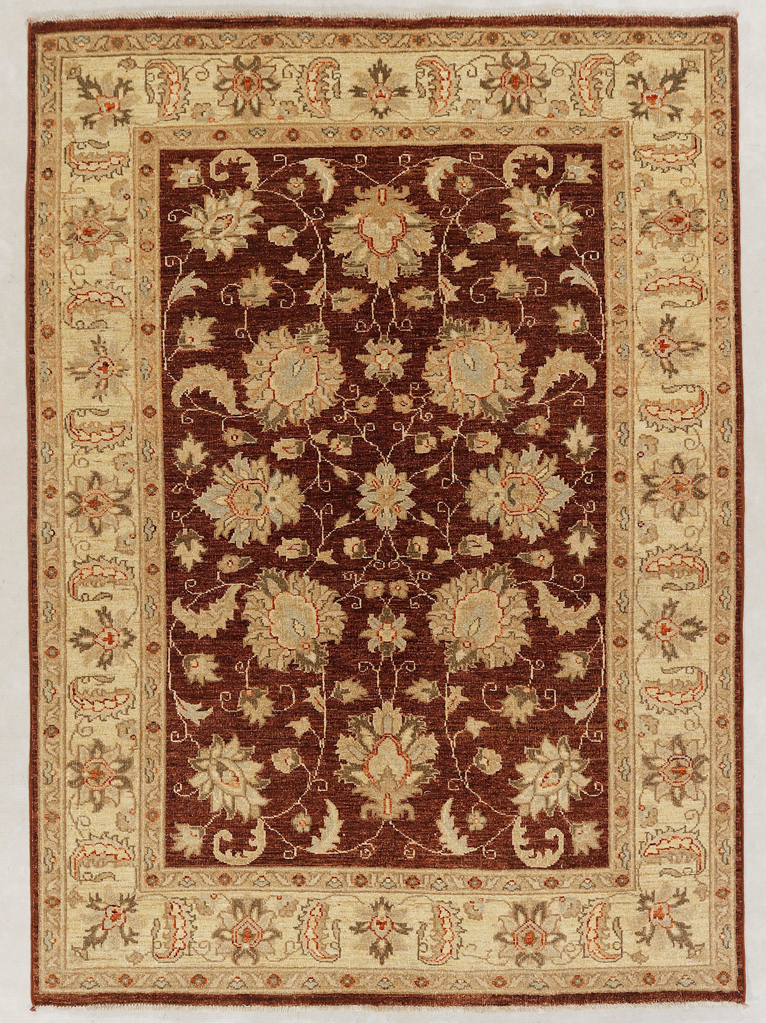 Ziegler Persian Hand Knotted Wool Rug Brown 5' x 7'