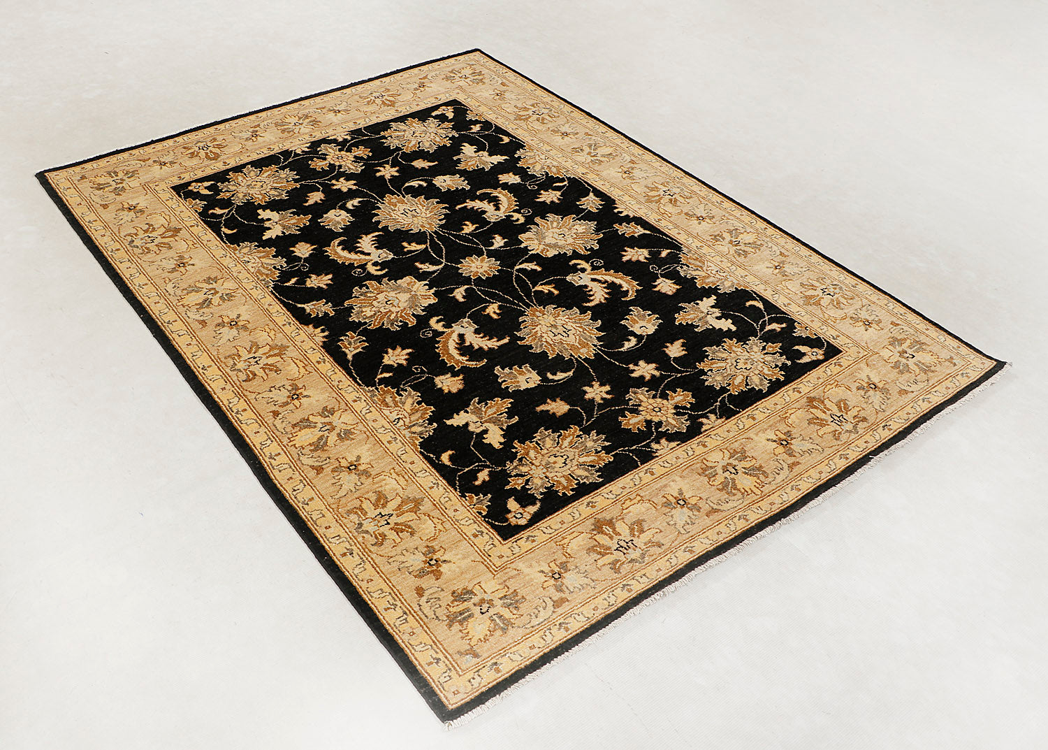 Ziegler Persian Hand Knotted Wool Rug Black 4'6" x 6'6"