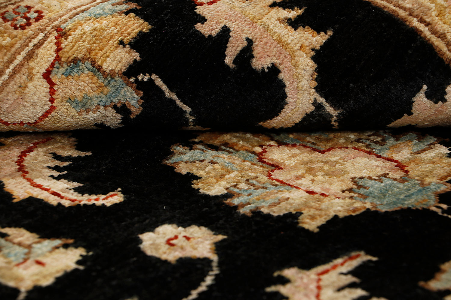 4' x 6'  Black Handmade Persian Rug ZIEGLER Rectangular