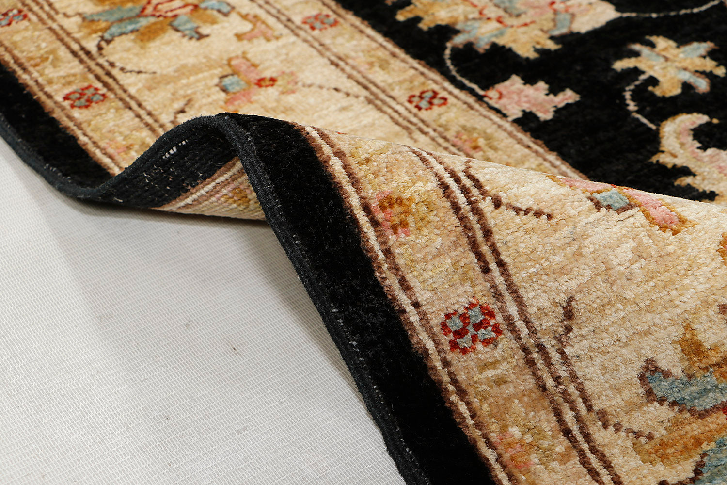 4' x 6'  Black Handmade Persian Rug ZIEGLER Rectangular
