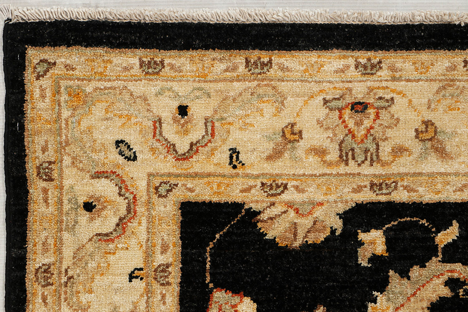 4' x 6'  Black Handmade Persian Rug ZIEGLER Rectangular