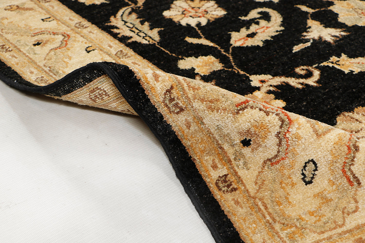 4' x 6'  Black Handmade Persian Rug ZIEGLER Rectangular