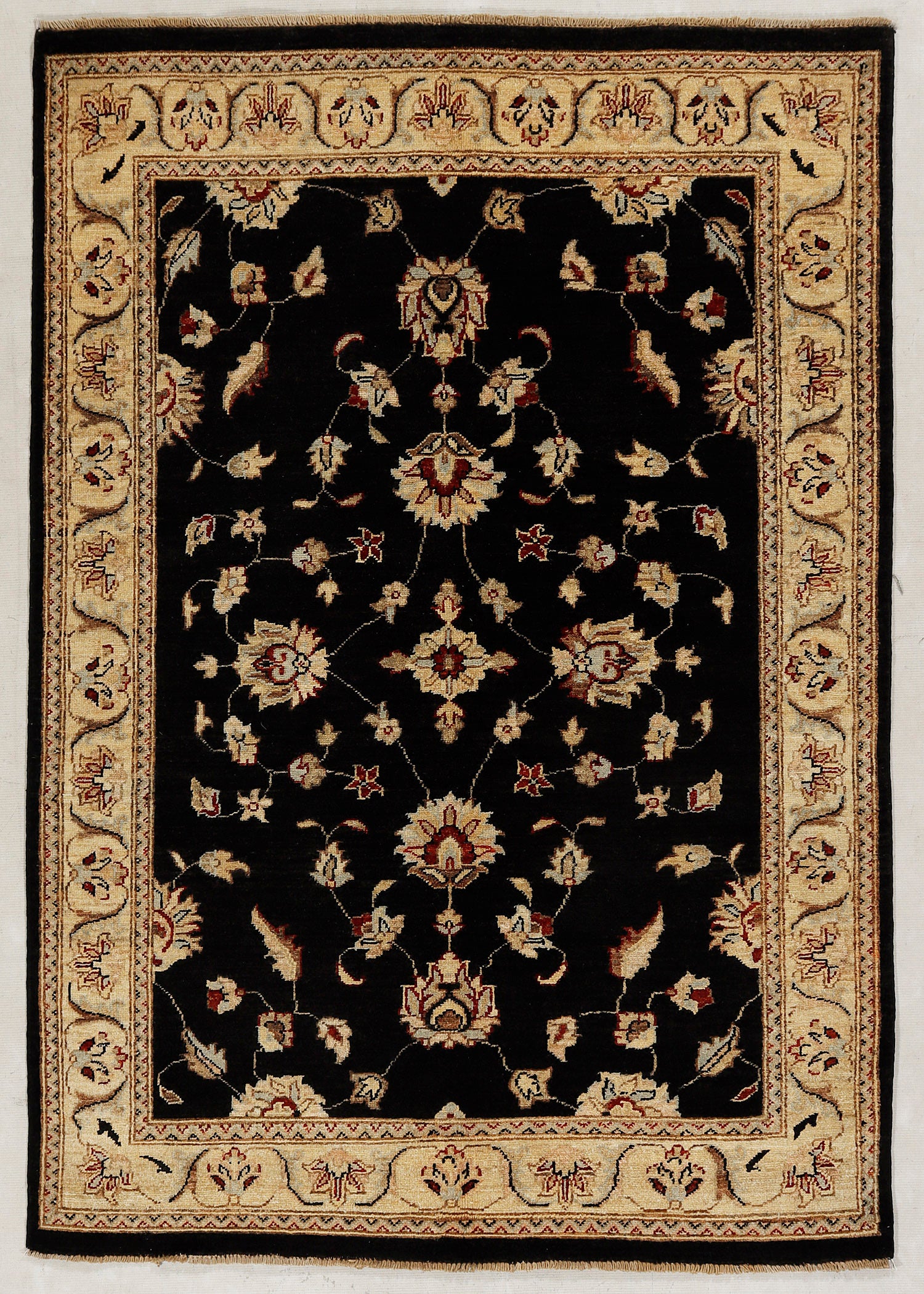 Ziegler Persian Hand Knotted Wool Rug Black 4' x 6'