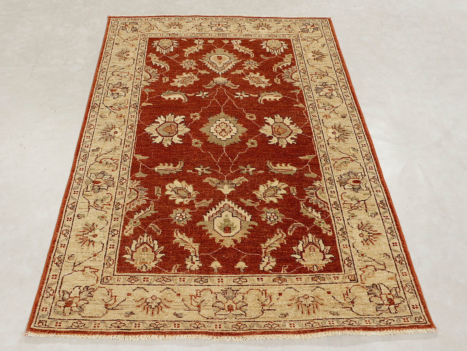 4' x 6'  Red Handmade Persian Rug ZIEGLER Rectangular