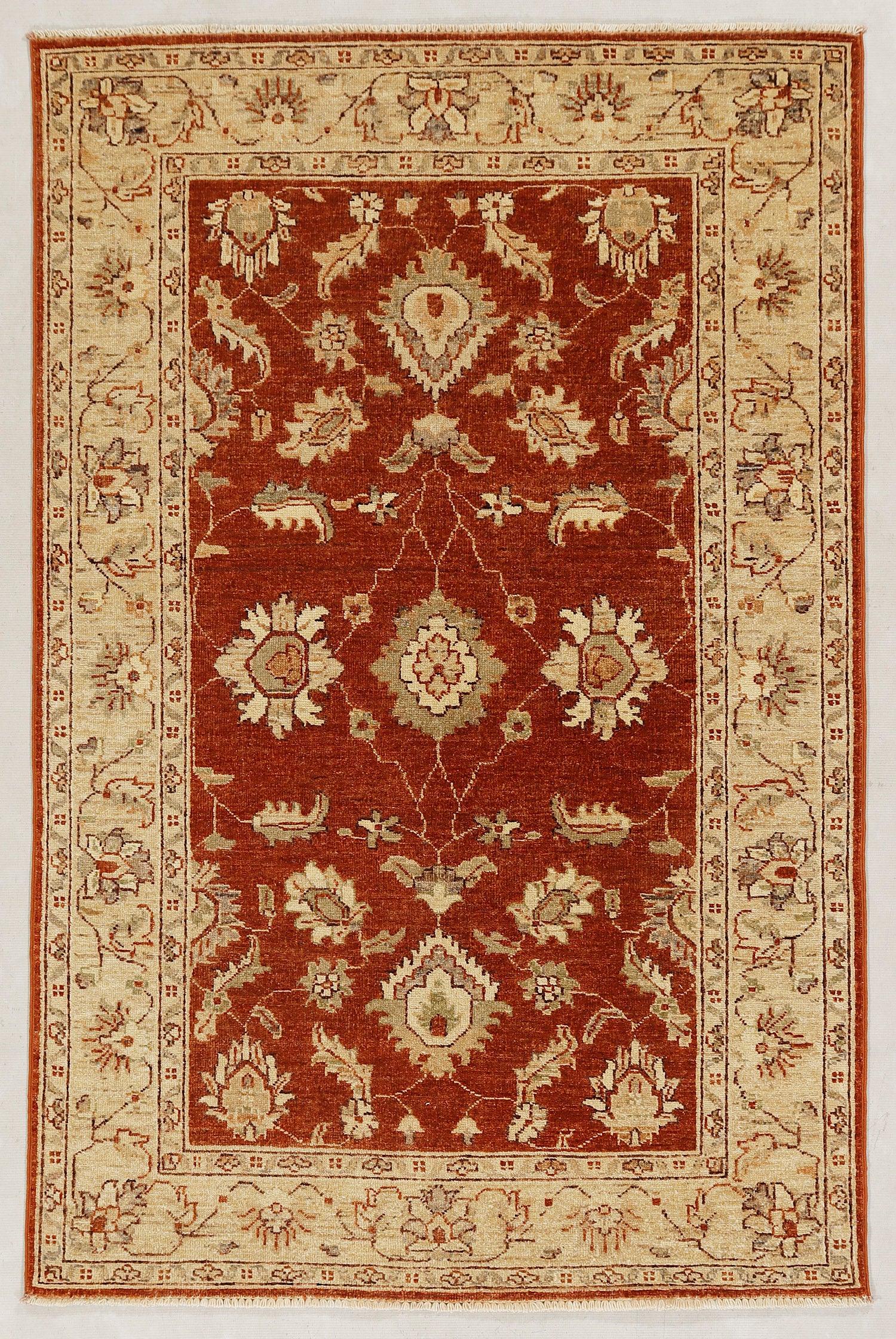 4' x 6'  Red Handmade Persian Rug ZIEGLER Rectangular