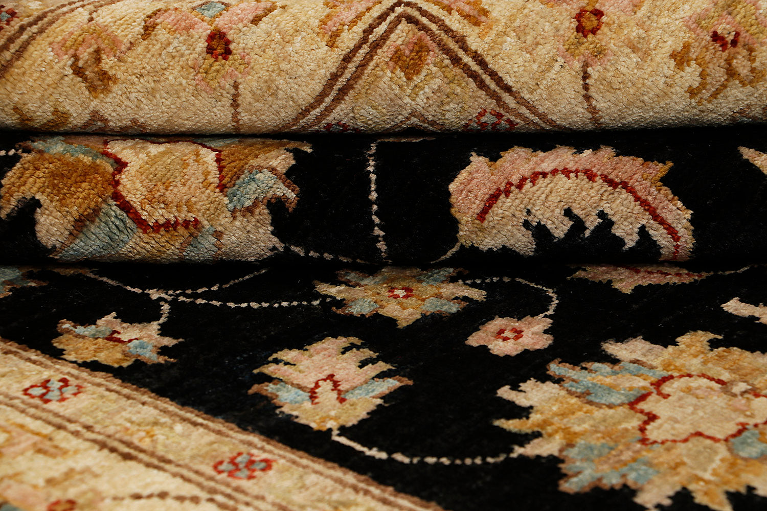 4' x 6'  Black Handmade Persian Rug ZIEGLER Rectangular
