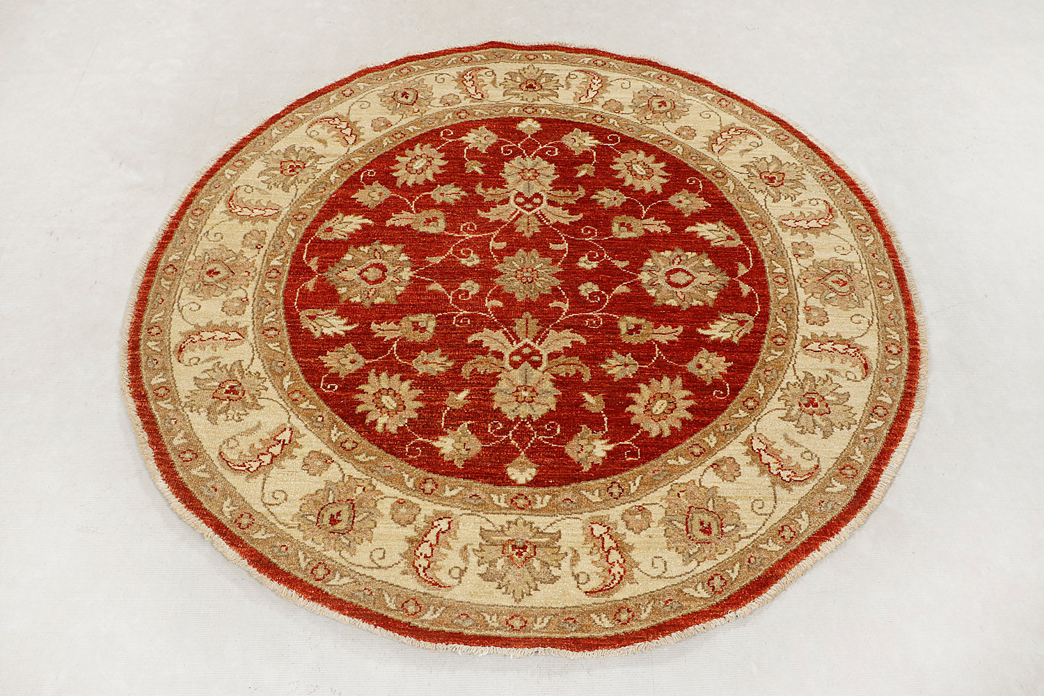 Ziegler Persian Hand Knotted Wool Square Rug Red 5' x 5'
