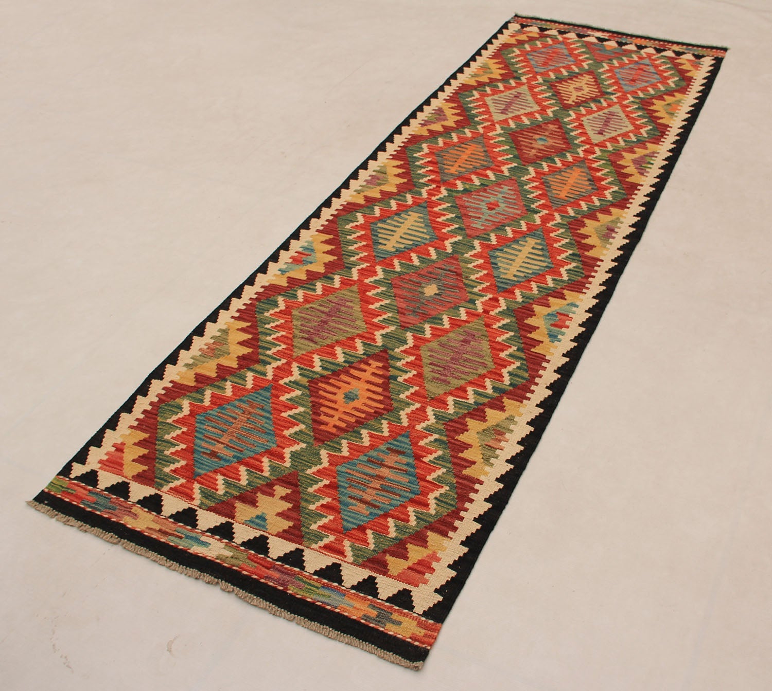 3' X 8'  Multy Handmade Veggie Dye Kilim Rug Runner