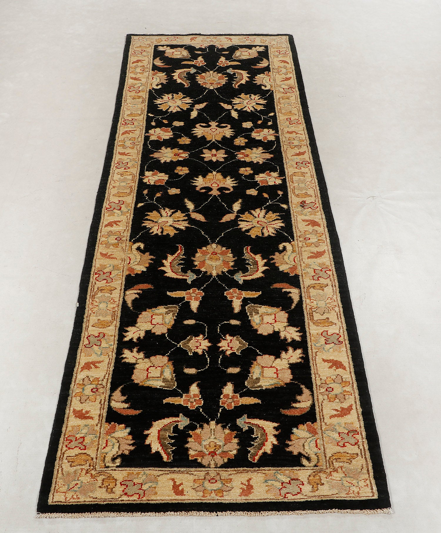 Ziegler Persian Hand Knotted Wool Runner Black 2'6" x 9'