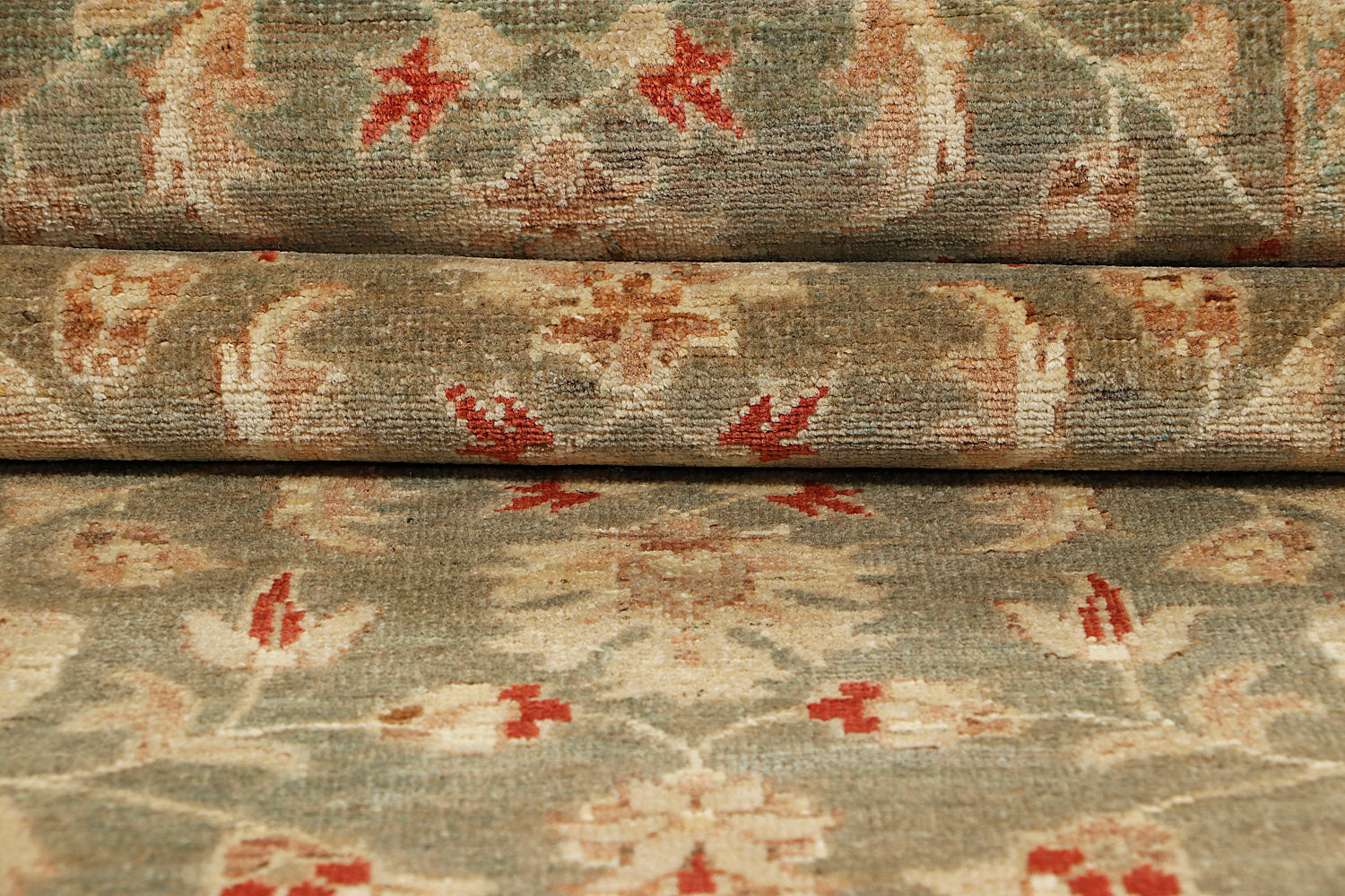 Ziegler Persian Hand Knotted Wool Runner Green 10'6" x 2'6"