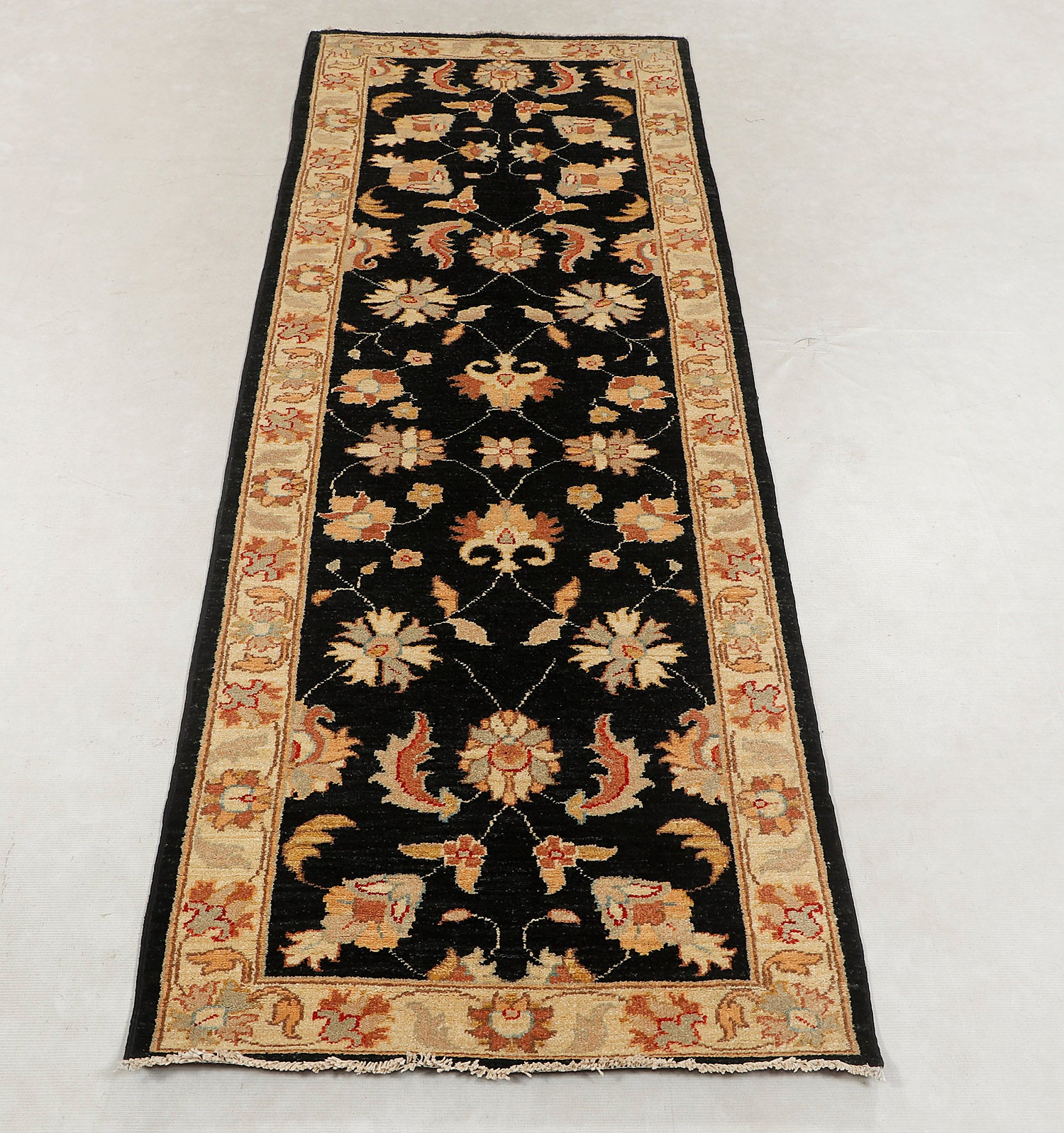 Ziegler Persian Hand Knotted Wool Runner Black 3' x 8'