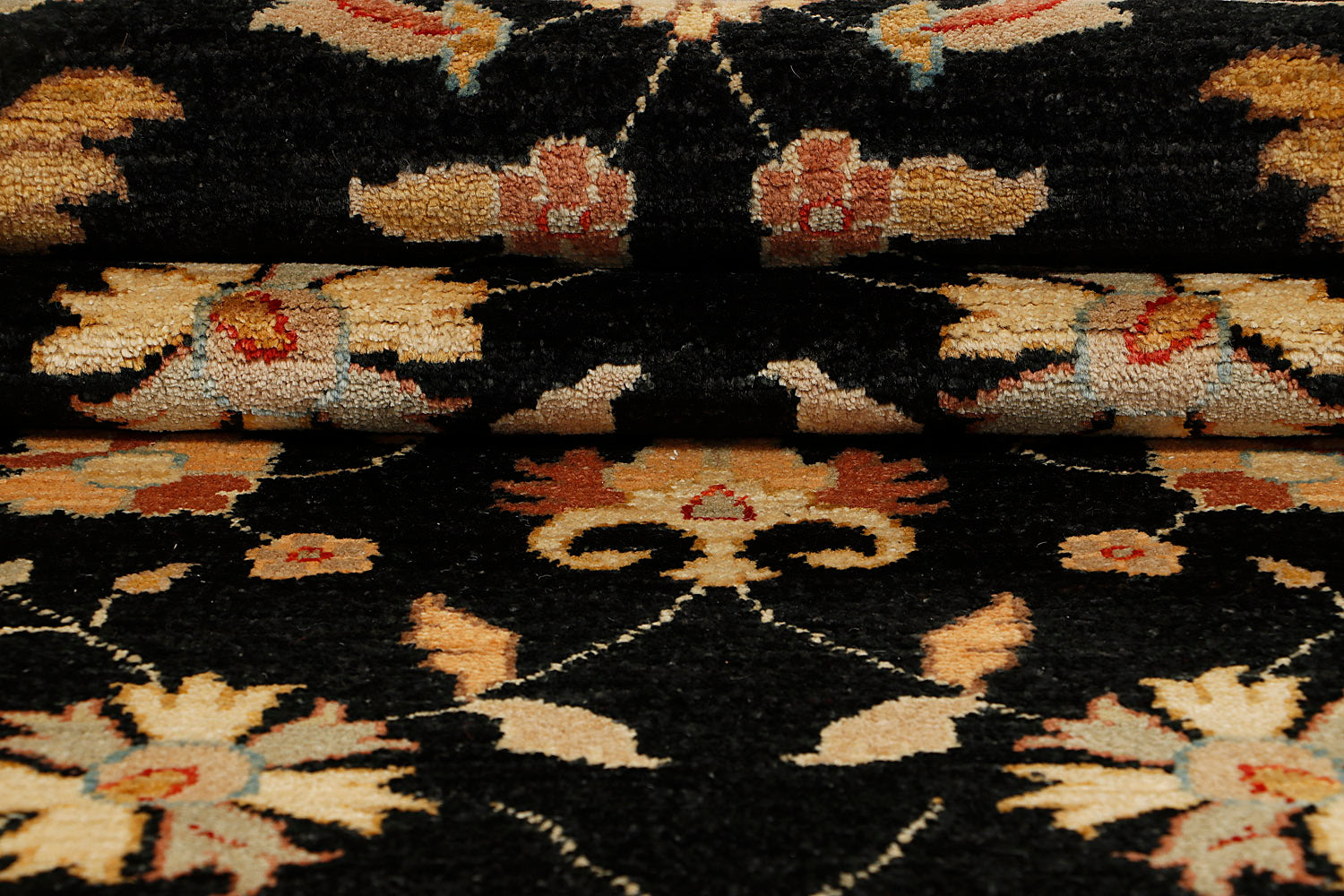 Ziegler Persian Hand Knotted Wool Runner Black 3' x 8'