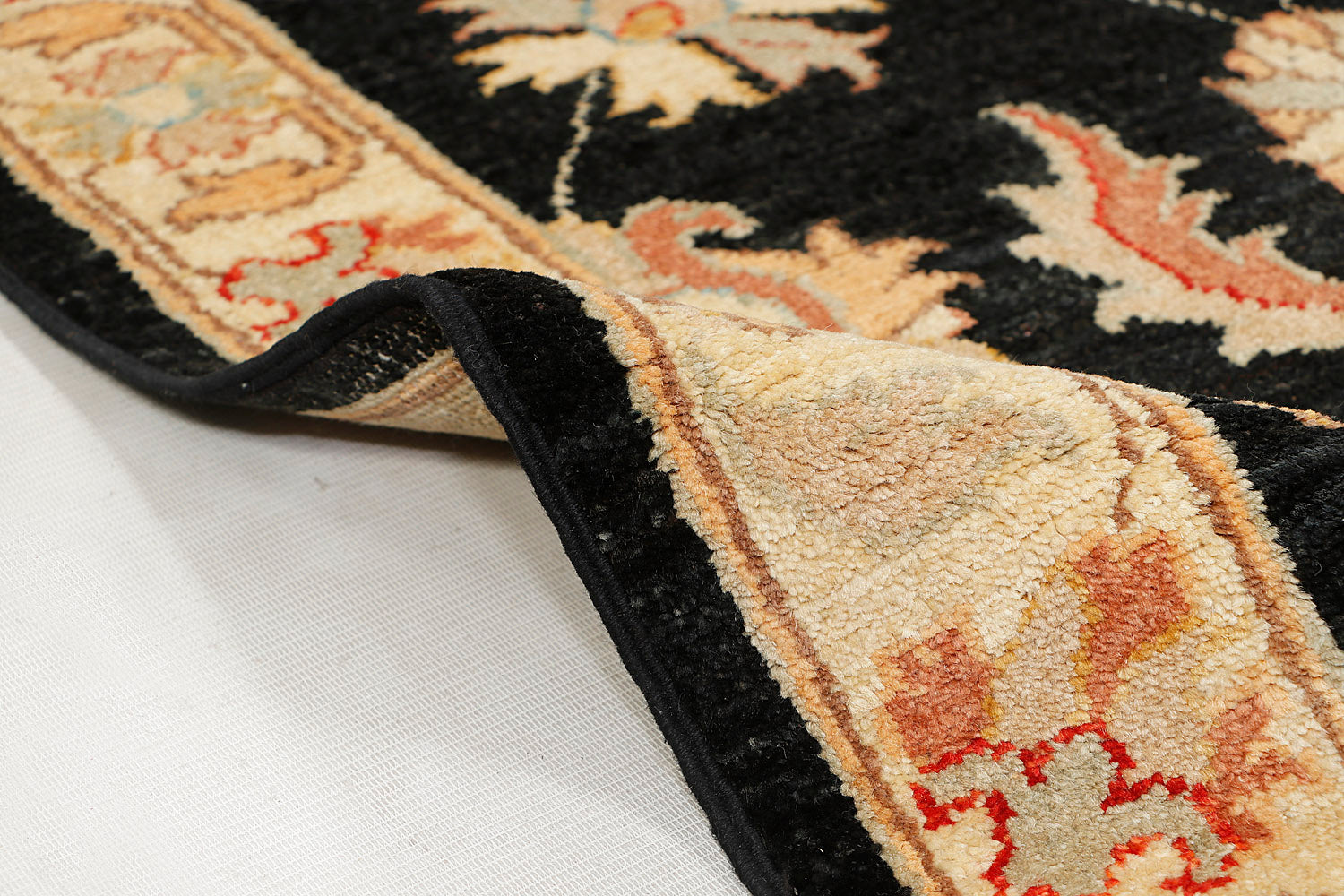 Ziegler Persian Hand Knotted Wool Runner Black 3' x 8'