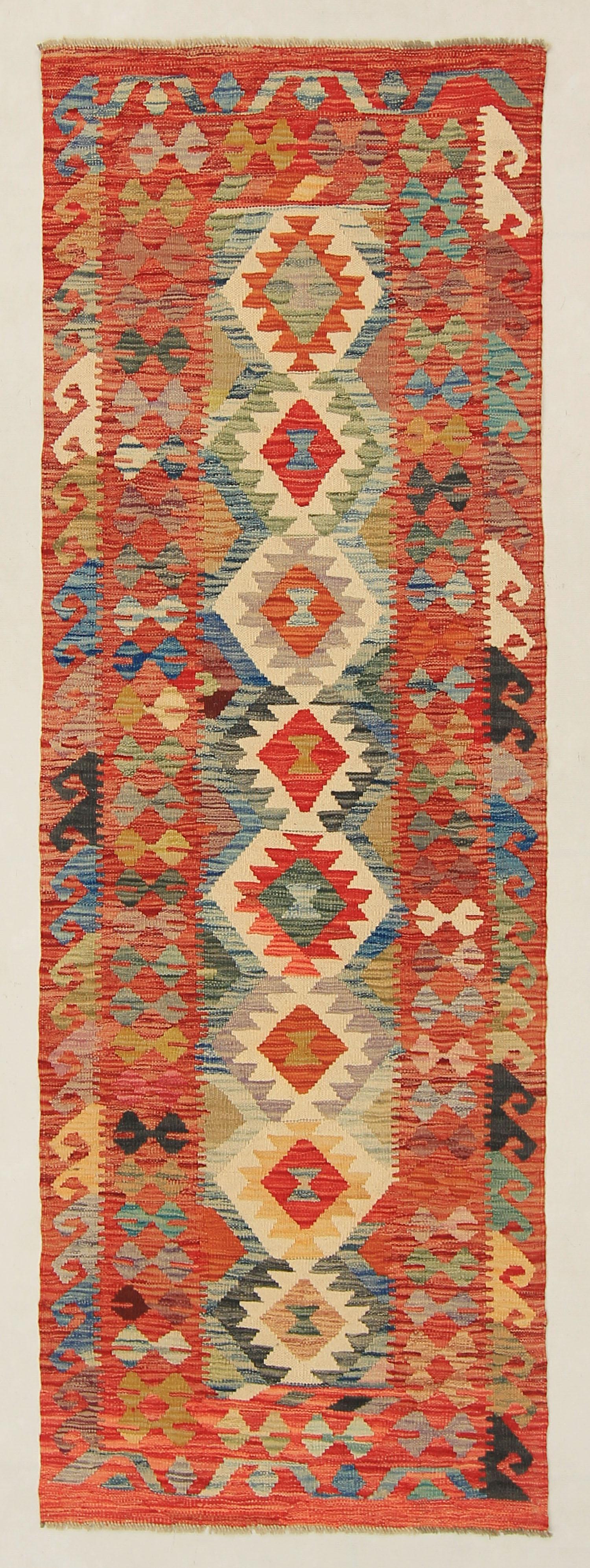3' X 8'  Multy Handmade Veggie Dye Kilim Rug Runner