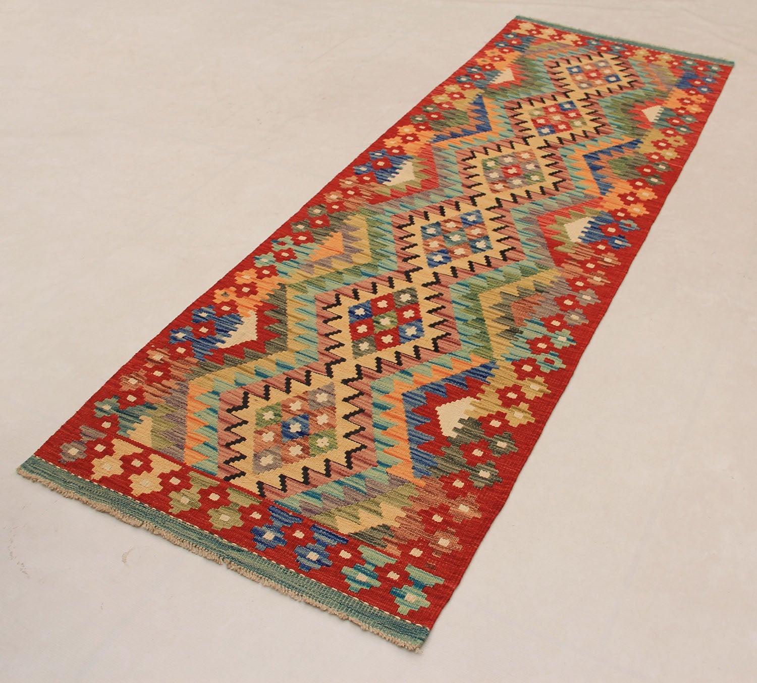 3' X 8'  Multy Handmade Veggie Dye Kilim Rug Runner