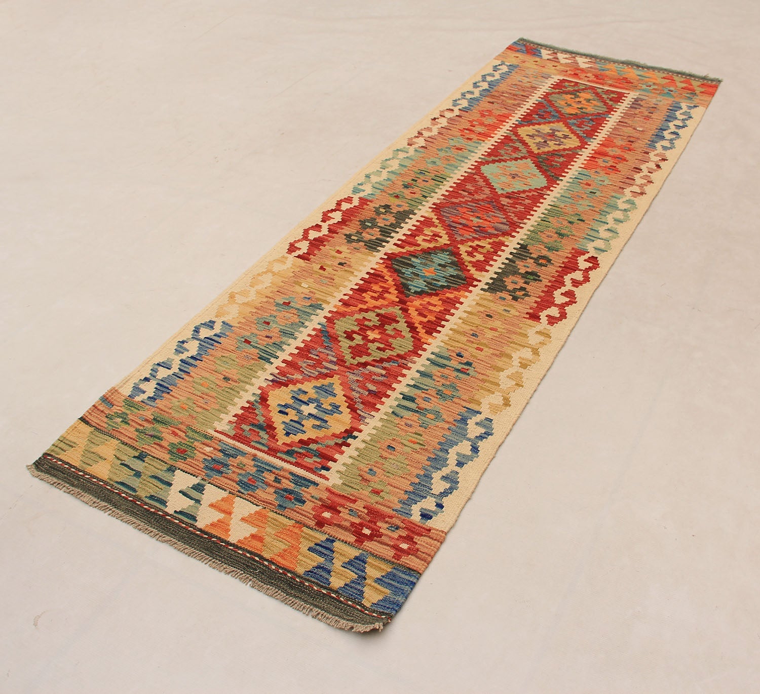 3' X 8'  Multy Handmade Veggie Dye Kilim Rug Runner