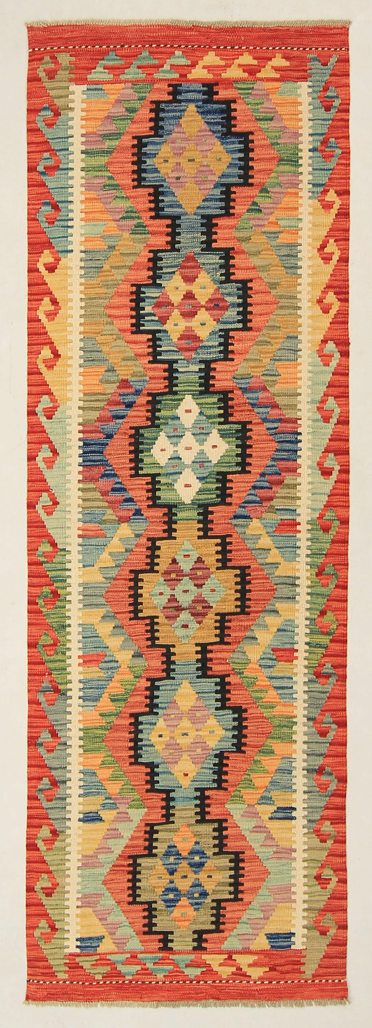 3' X 8'  Multy Handmade Veggie Dye Kilim Rug Runner