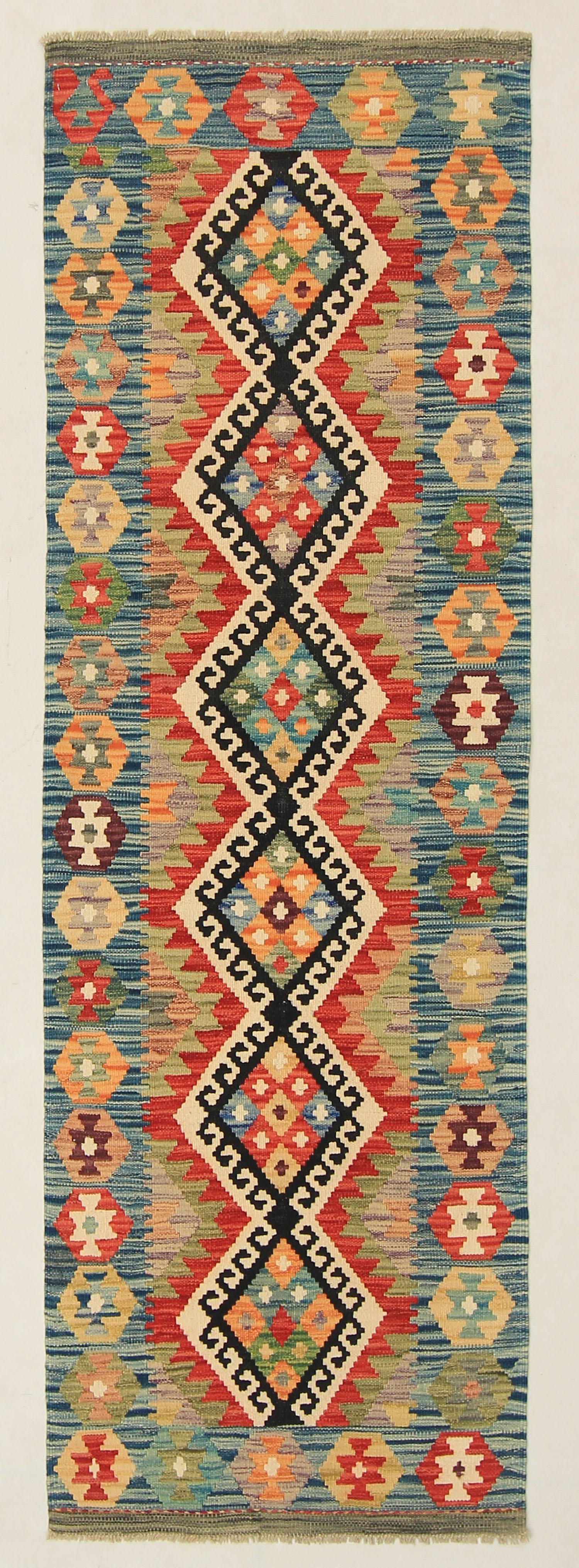3' X 8'  Multy Handmade Veggie Dye Kilim Rug Runner