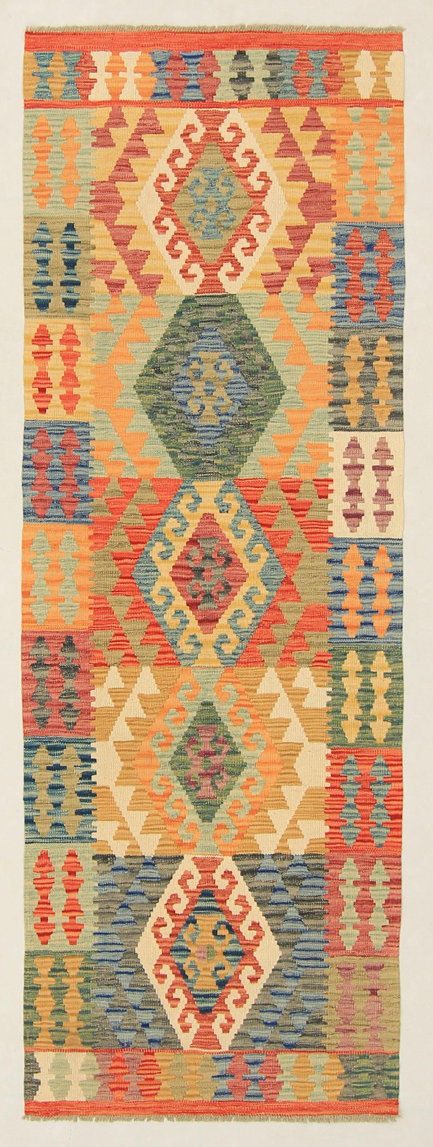 3' X 8'  Multy Handmade Veggie Dye Kilim Rug Runner
