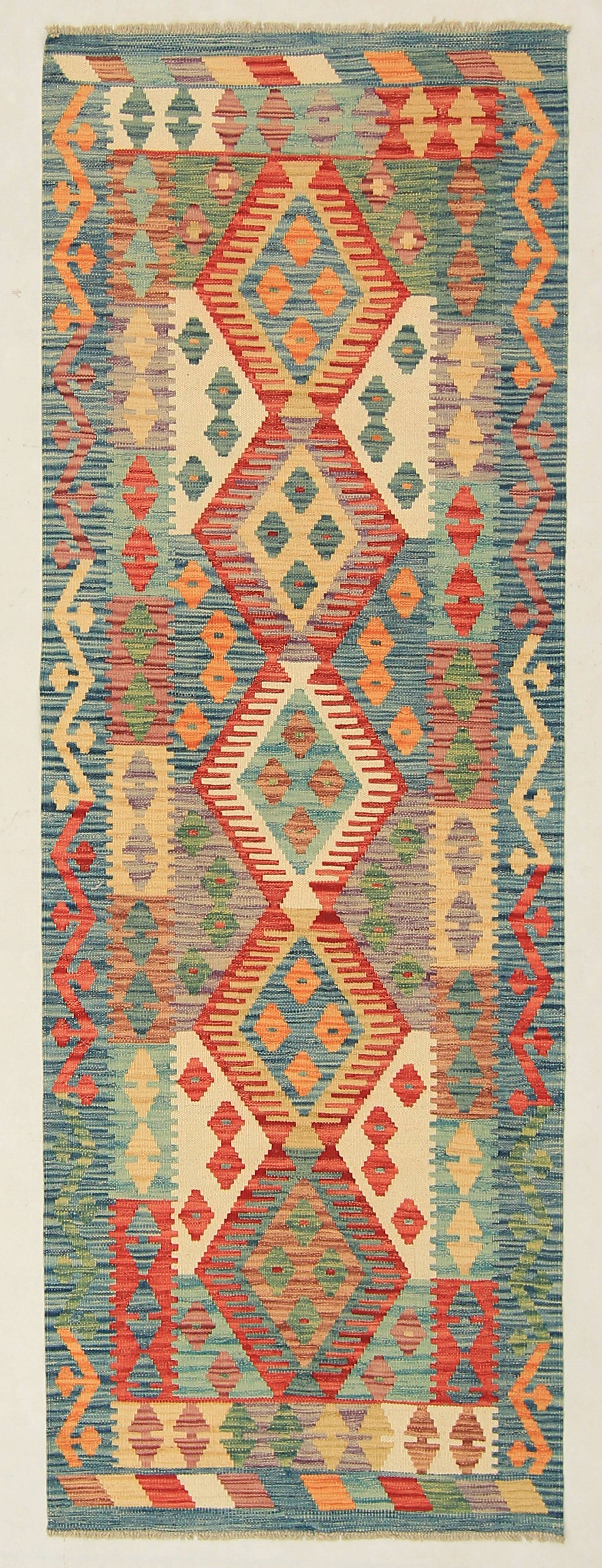 3' X 8'  Multy Handmade Veggie Dye Kilim Rug Runner