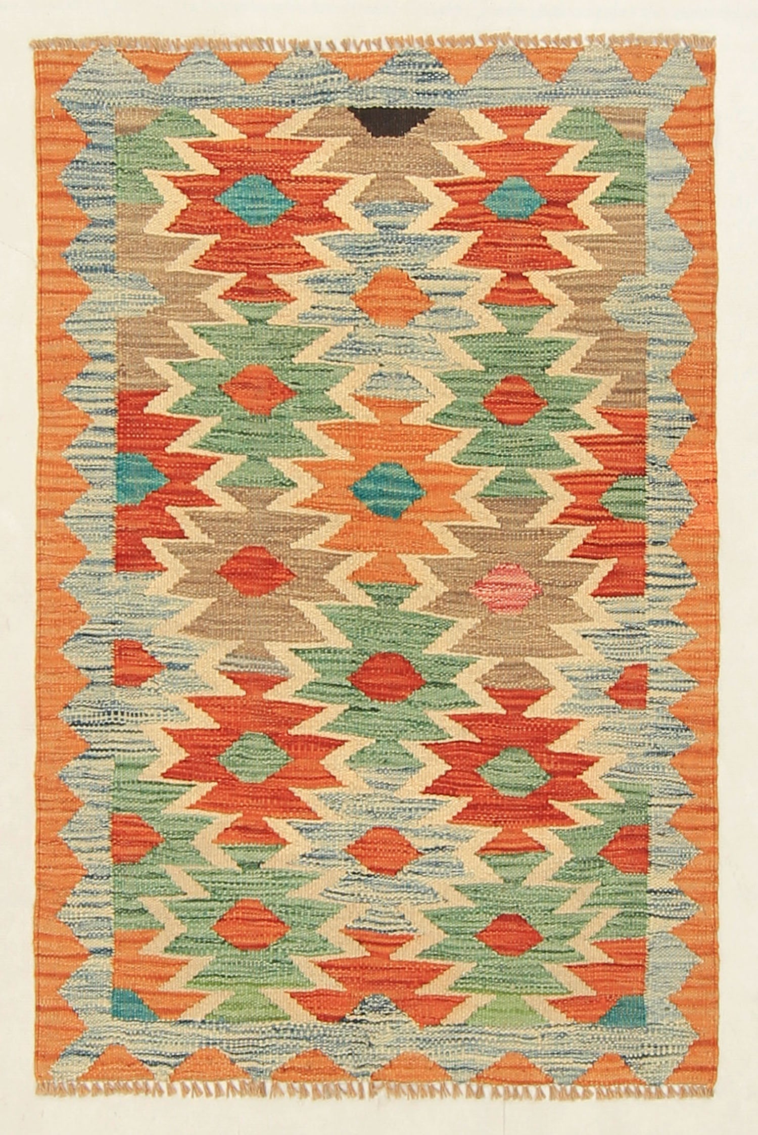 2' 6" x 4'  Multy Handmade Veggie Dye Kilim Rug Rectangular