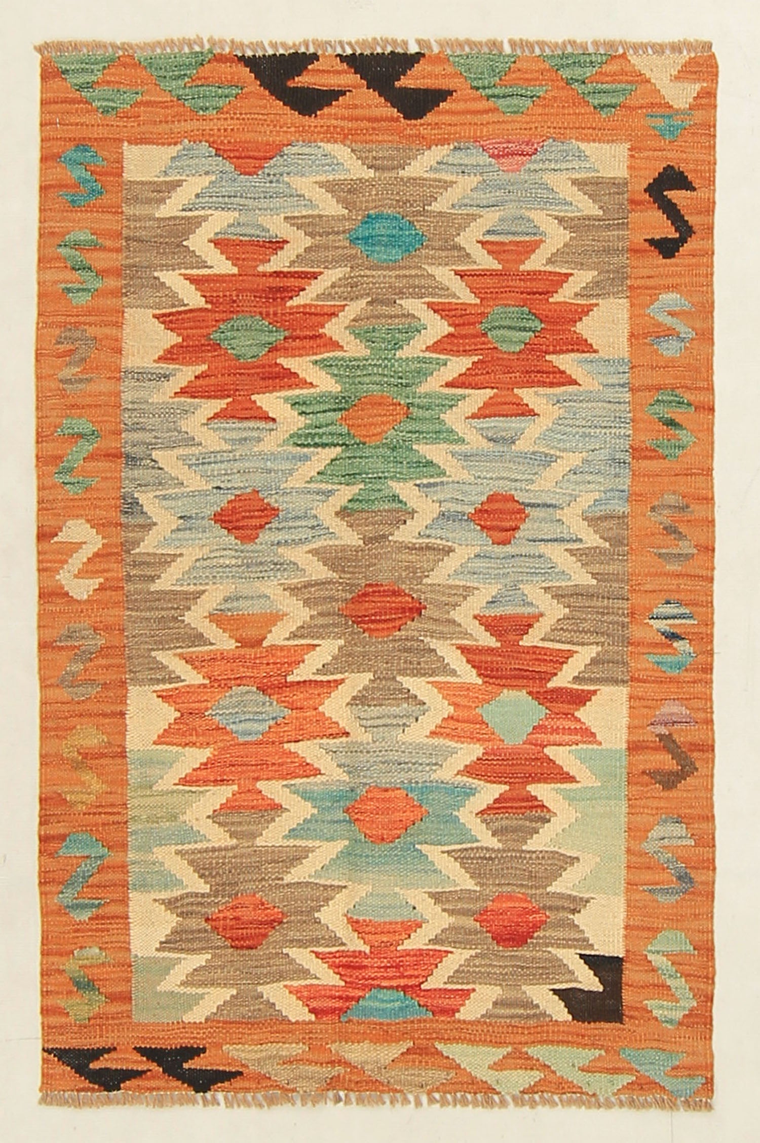 2' 6" x 4'  Multy Handmade Veggie Dye Kilim Rug Rectangular