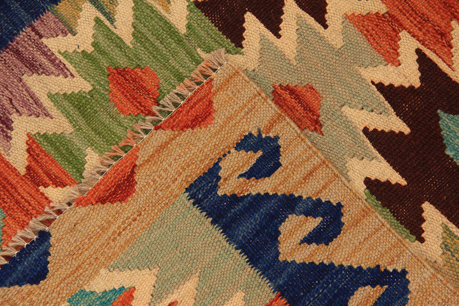 2' 6" x 4'  Multy Handmade Veggie Dye Kilim Rug Rectangular