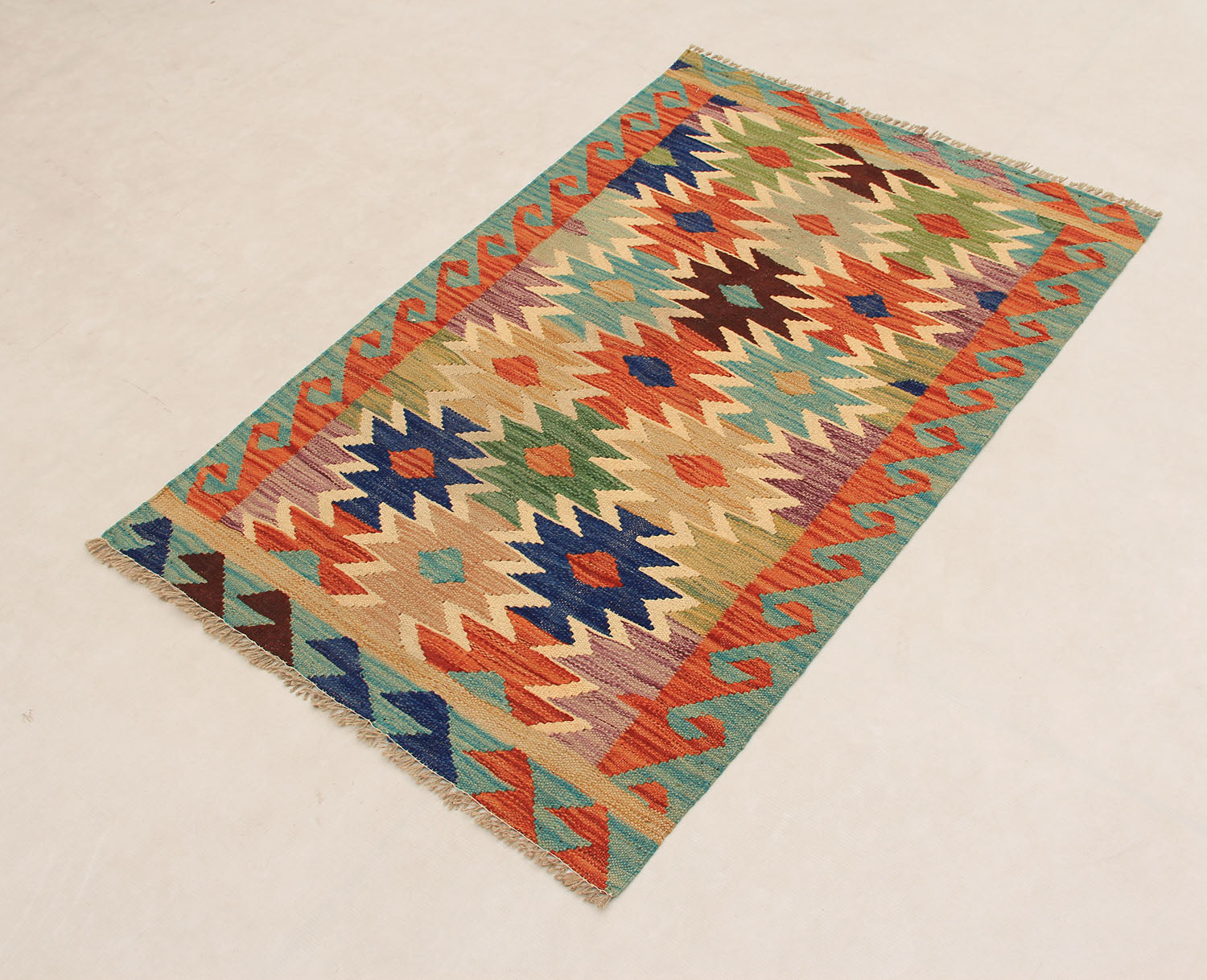 2' 6" x 4'  Multy Handmade Veggie Dye Kilim Rug Rectangular