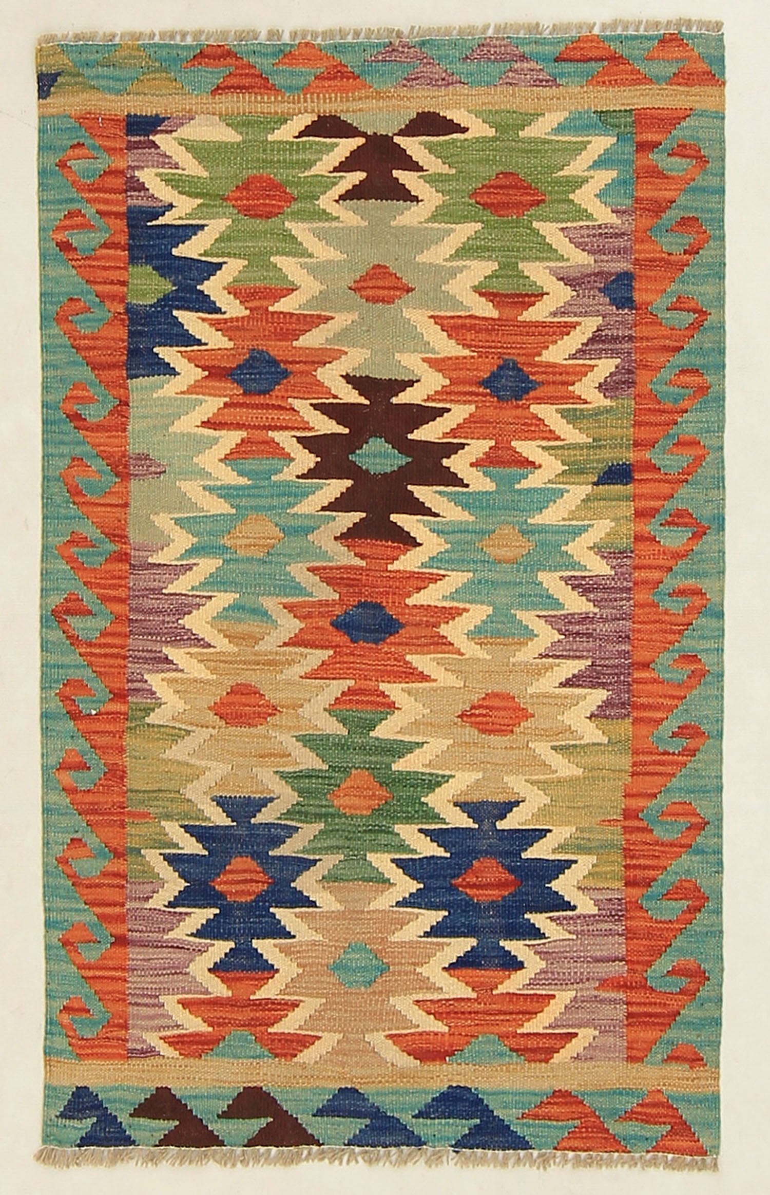 2' 6" x 4'  Multy Handmade Veggie Dye Kilim Rug Rectangular