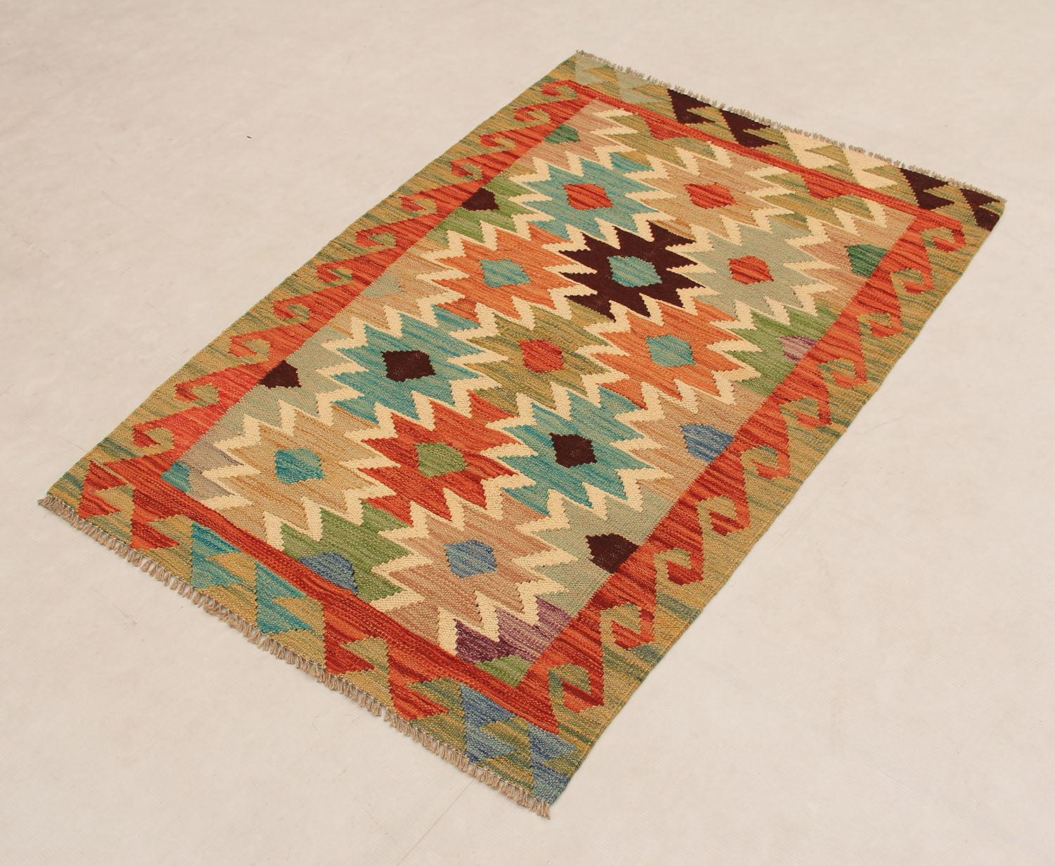 2' 6" x 4'  Multy Handmade Veggie Dye Kilim Rug Rectangular