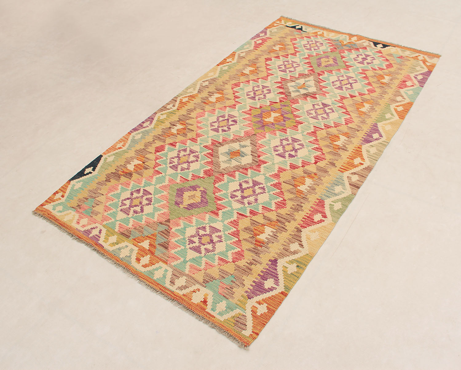 3' 3" X 6'  Multy Handmade Veggie Dye Kilim Rug Rectangular