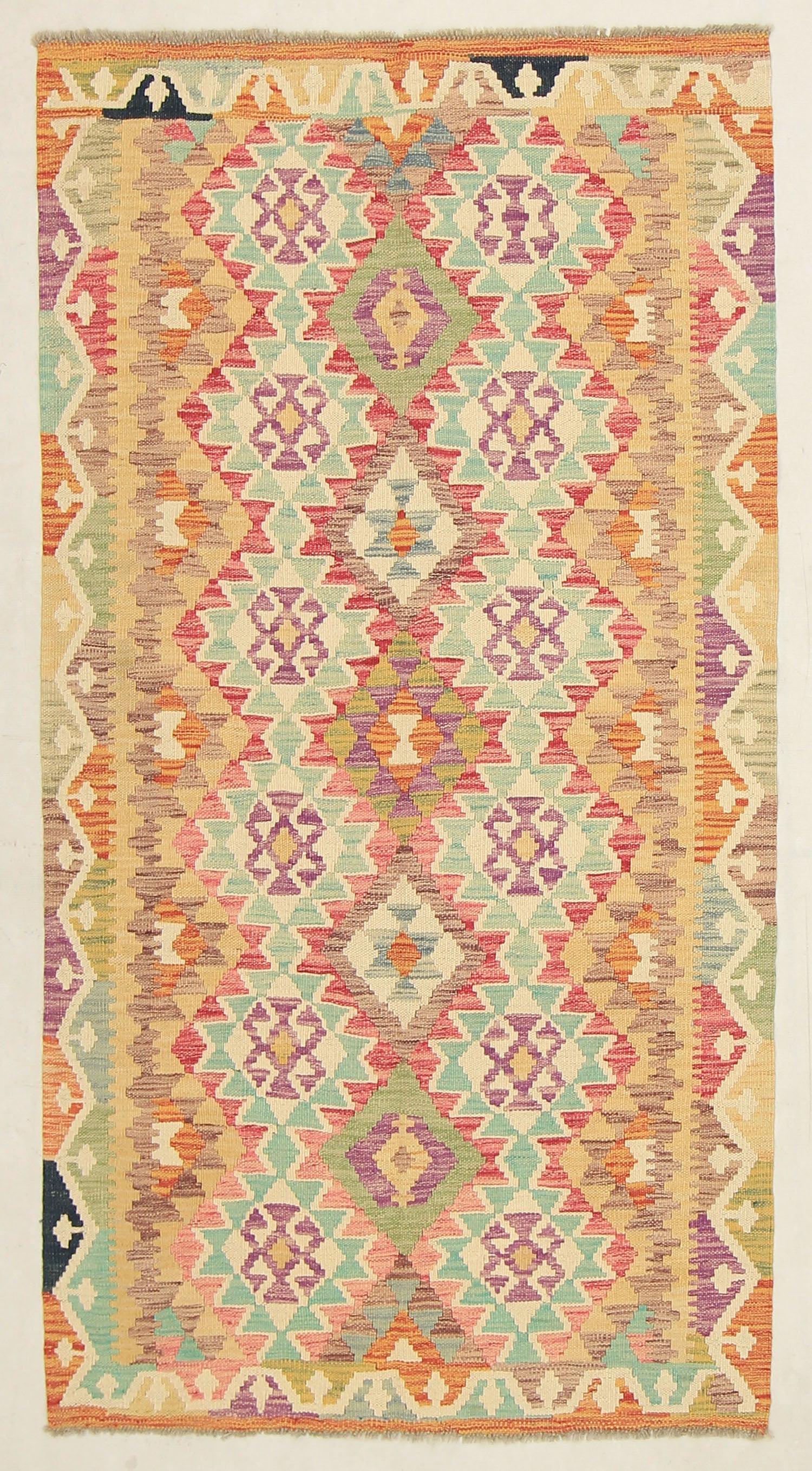 3' 3" X 6'  Multy Handmade Veggie Dye Kilim Rug Rectangular