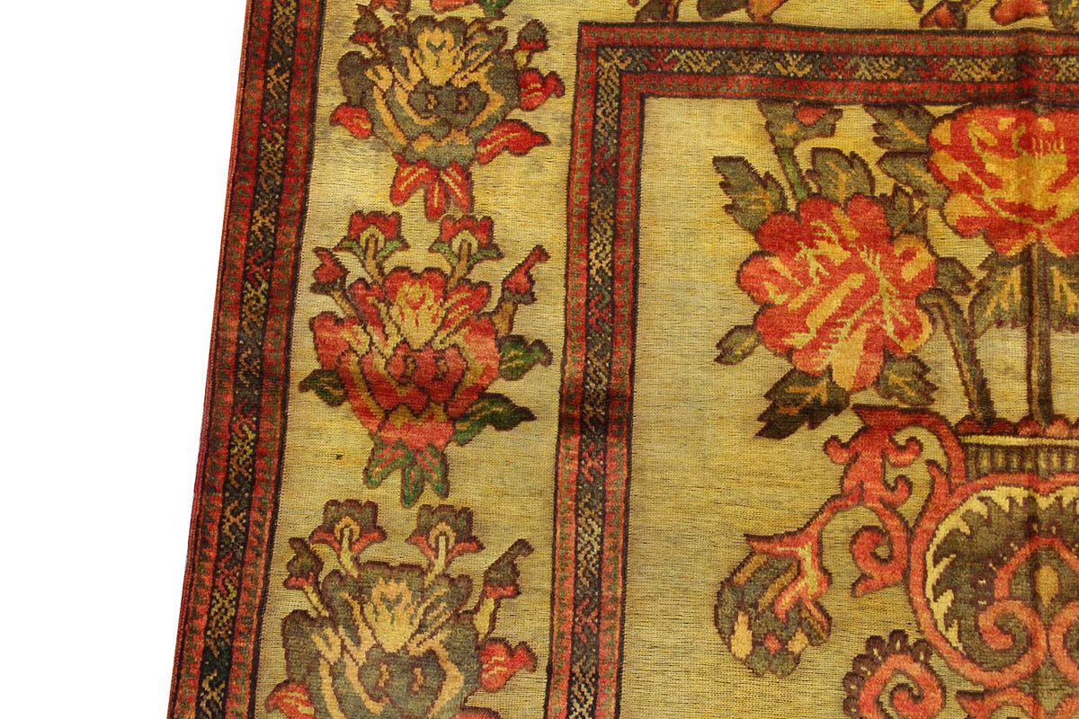 Yellow Handmade Berjista Afghan Rug Rectangular