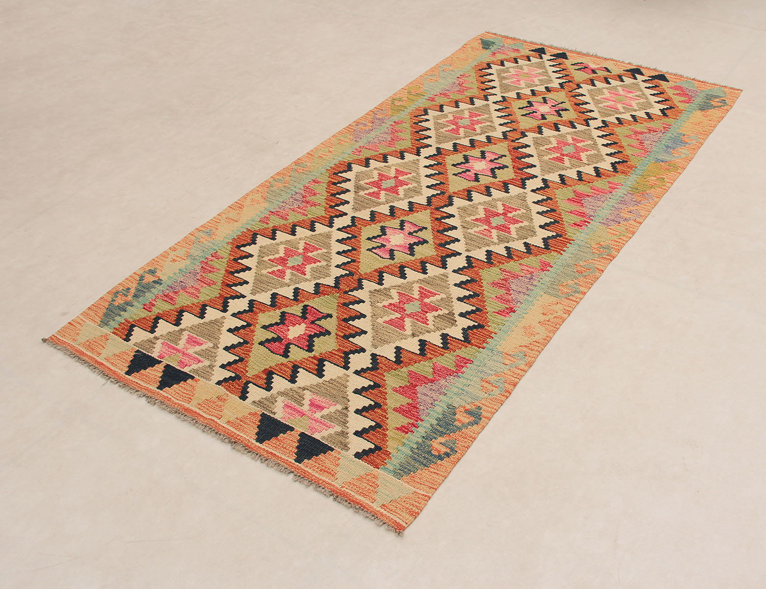 Multy Handmade Veggie Dye Kilim Rug Runner