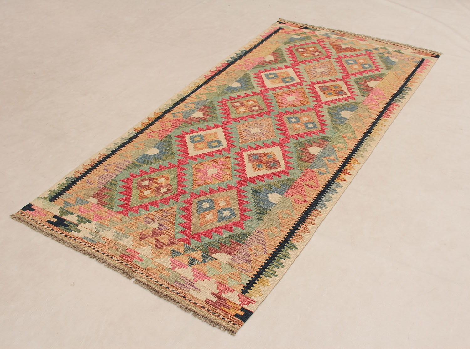 Multy Handmade Veggie Dye Kilim Rug Runner