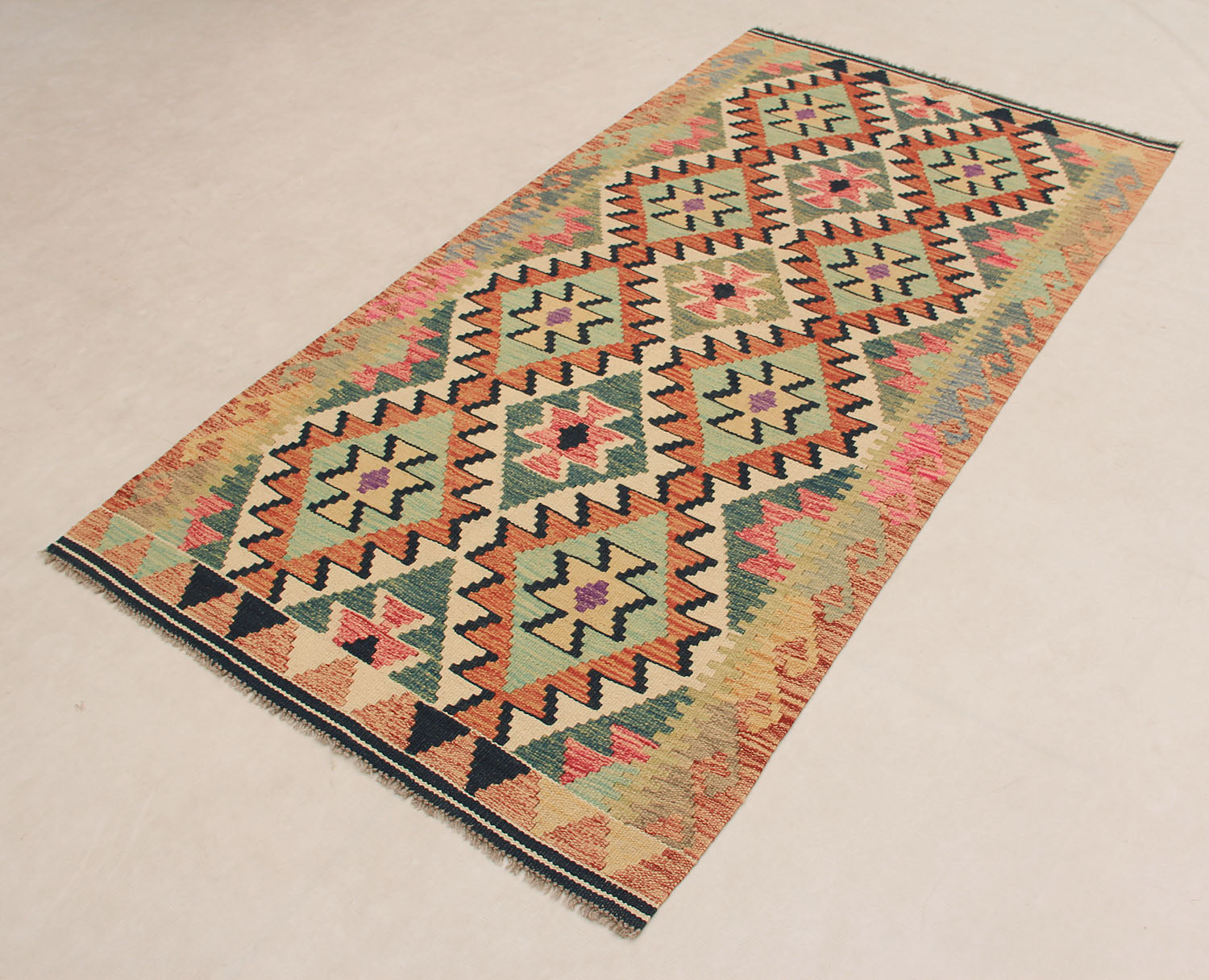 3' 3" X 6'  Multy Handmade Veggie Dye Kilim Rug Rectangular