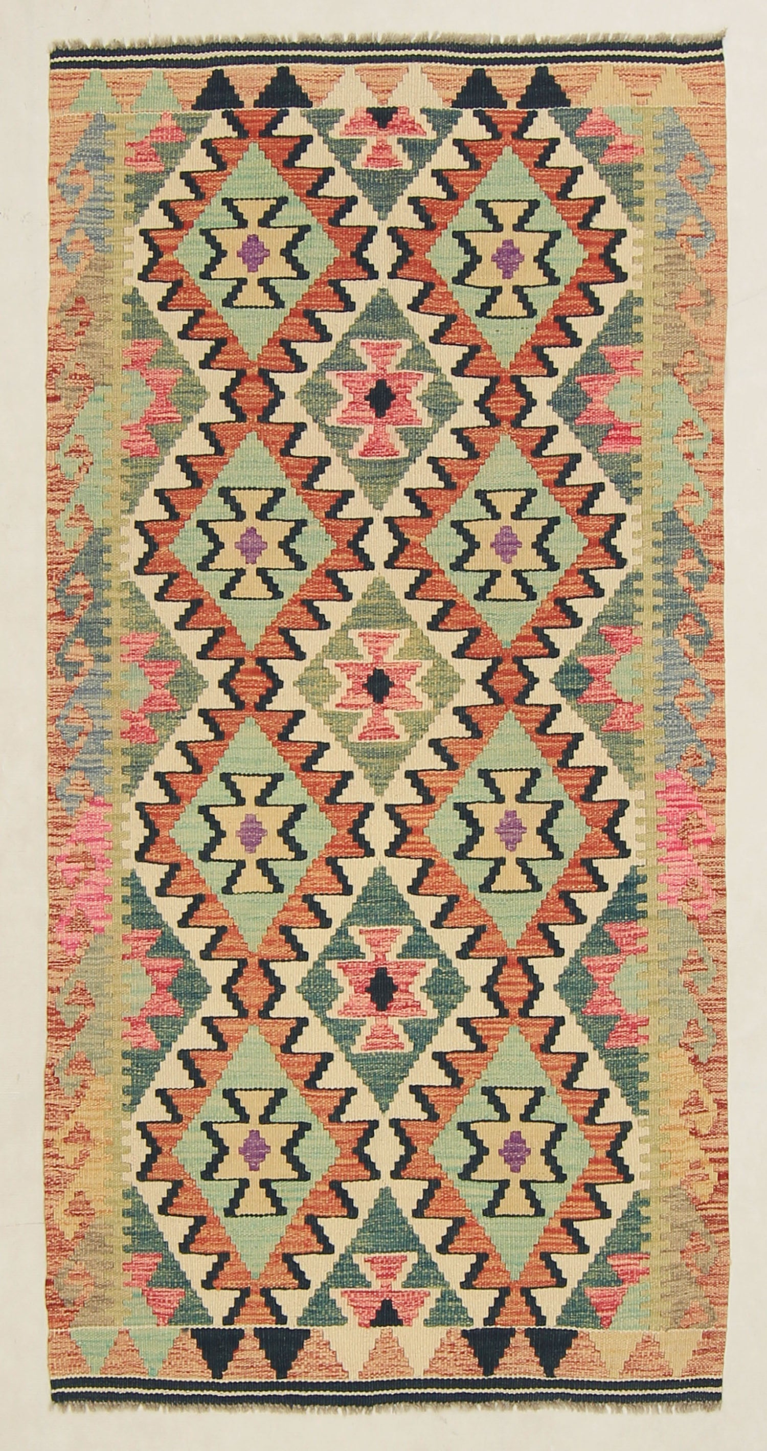 3' 3" X 6'  Multy Handmade Veggie Dye Kilim Rug Rectangular