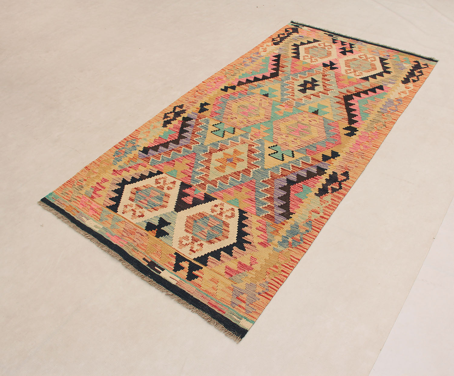 Multy Handmade Veggie Dye Kilim Rug Runner