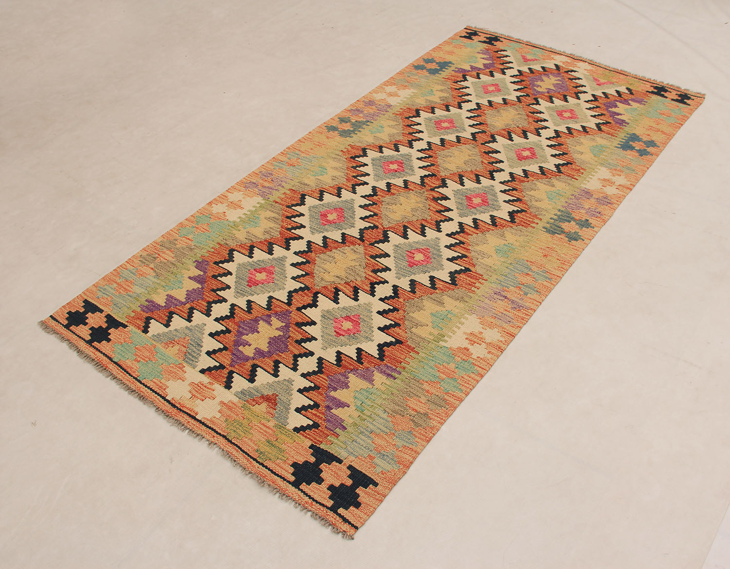 Multy Handmade Veggie Dye Kilim Rug Runner