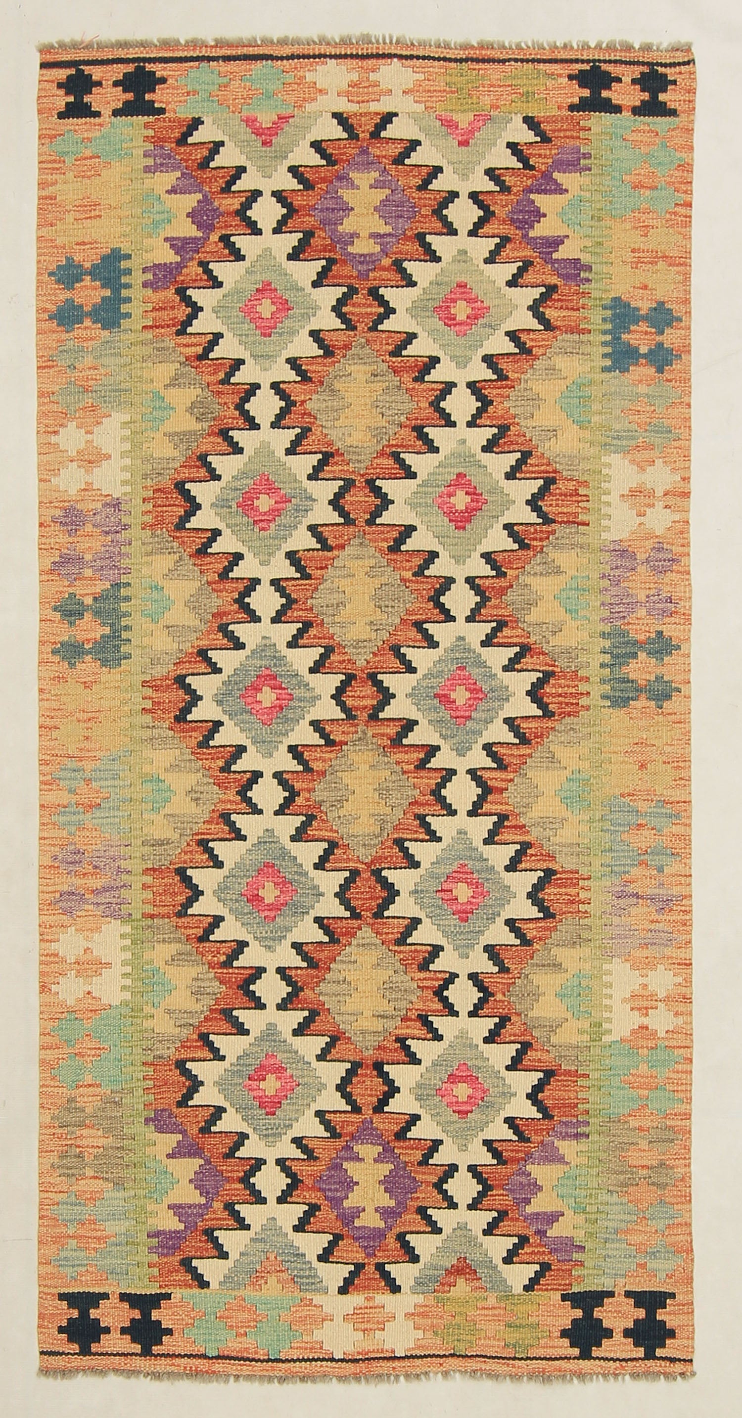 Multy Handmade Veggie Dye Kilim Rug Runner