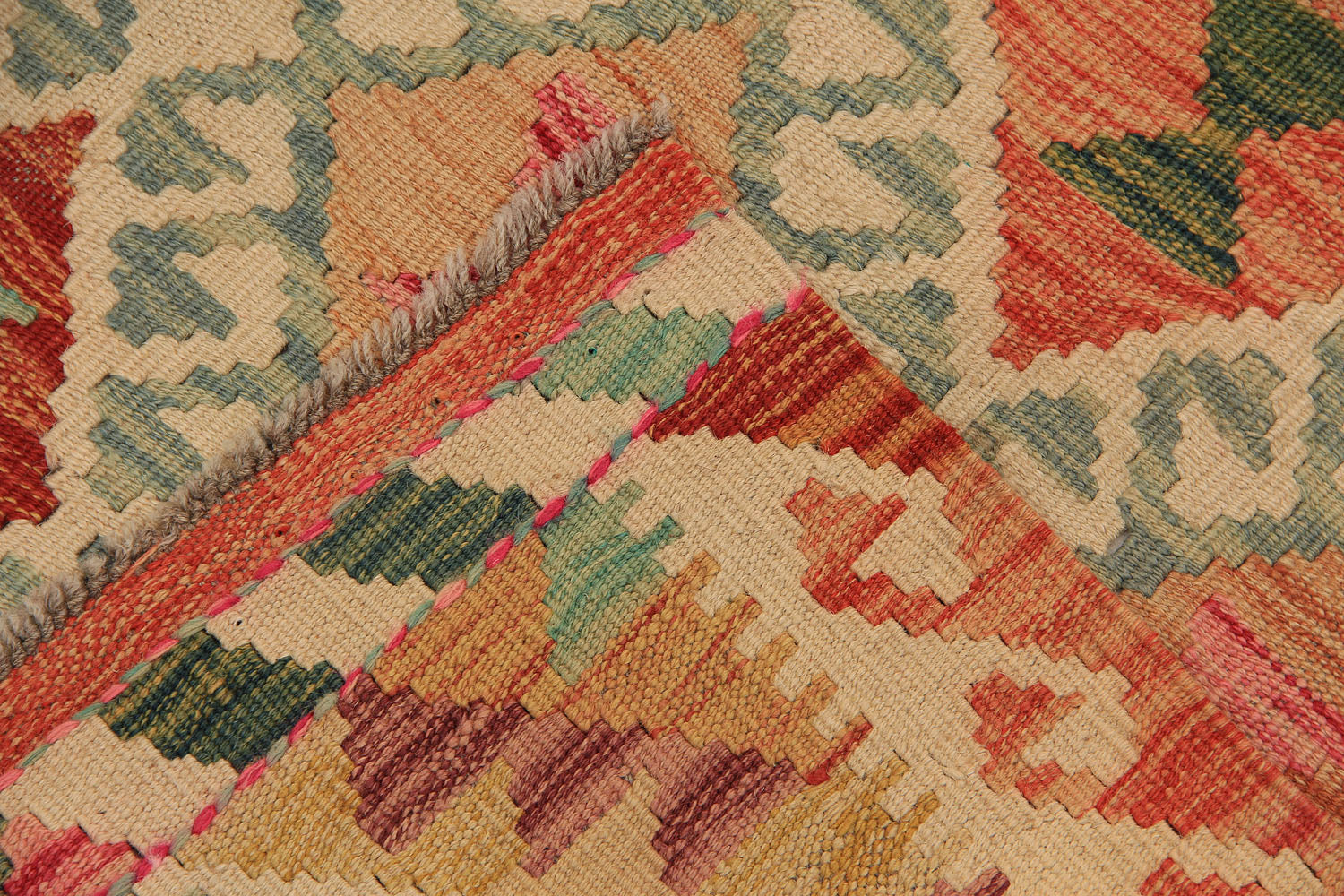 3' 3" X 6'  Multy Handmade Veggie Dye Kilim Rug Rectangular