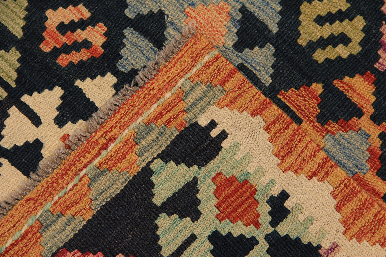 3' 3" X 6'  Multy Handmade Veggie Dye Kilim Rug Rectangular